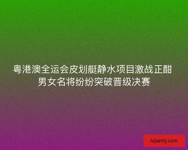 粤港澳全运会皮划艇静水项目激战正酣 男女名将纷纷突破晋级决赛